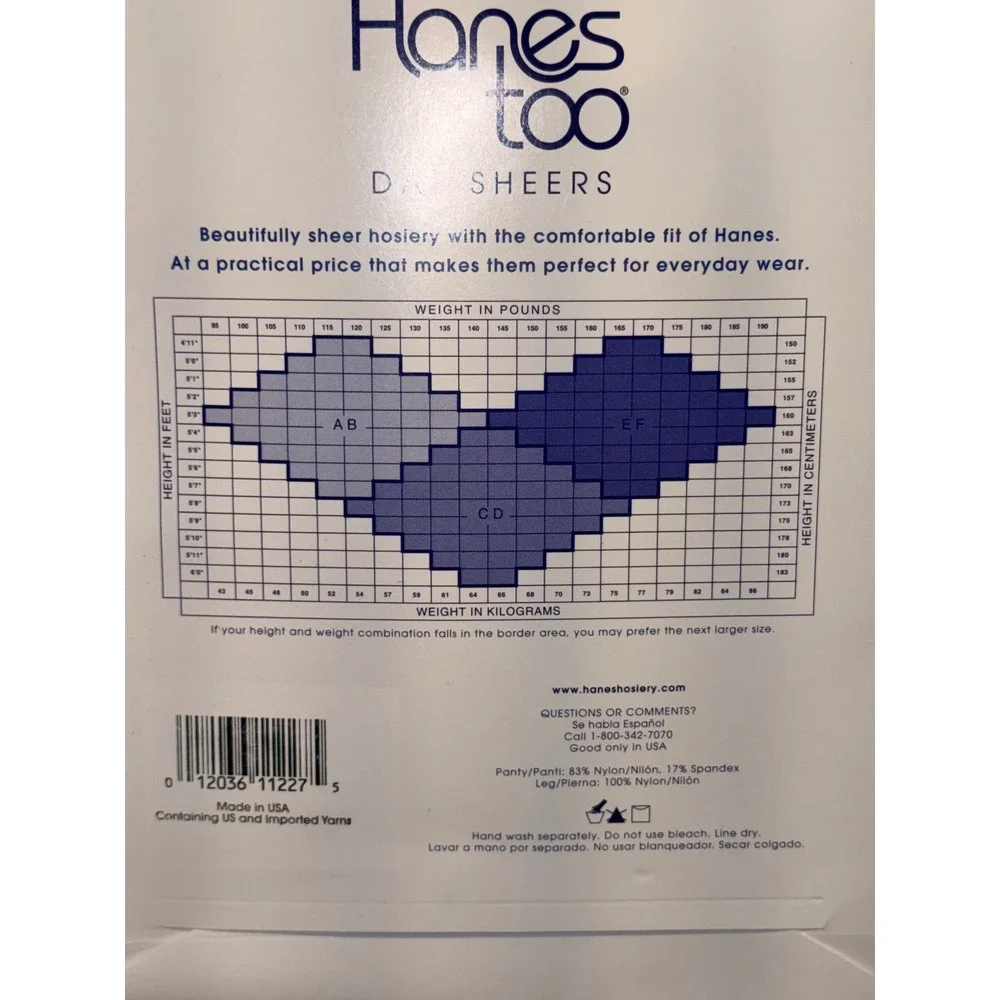 Hanes Too Day Sheer Pantyhose Barely Black Size EF Control Top Style 136 Vintage